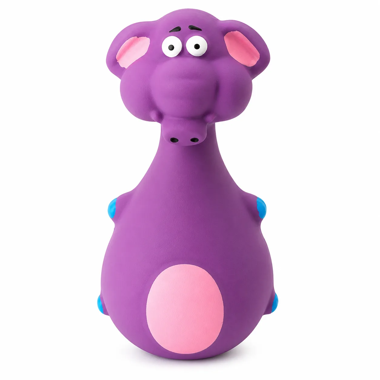 Natural Latex Rubber Squeaky Chew Toy - (Purple Elephant, Small- 12cm)