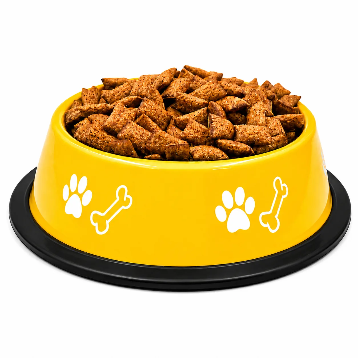 Stainless Steel Paw Bone Printed Bowl for Dogs (1800ml)-Yellow