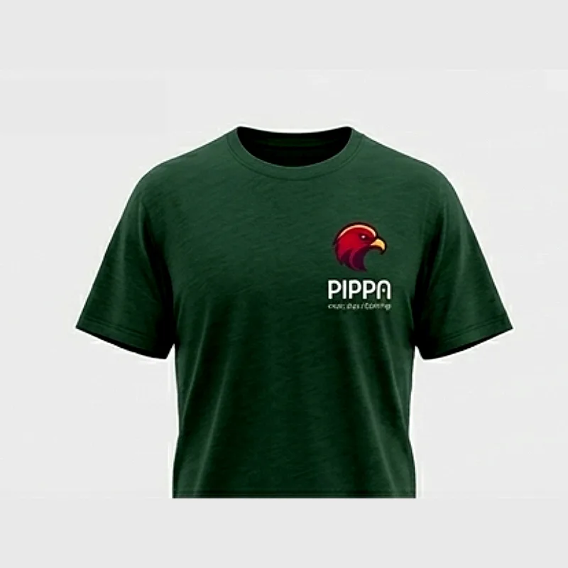 Pippa Men’s Premium Heavyweight Cotton T-Shirt Casual Crewneck Graphic Tee Comfort Fit Streetwear Forest Green