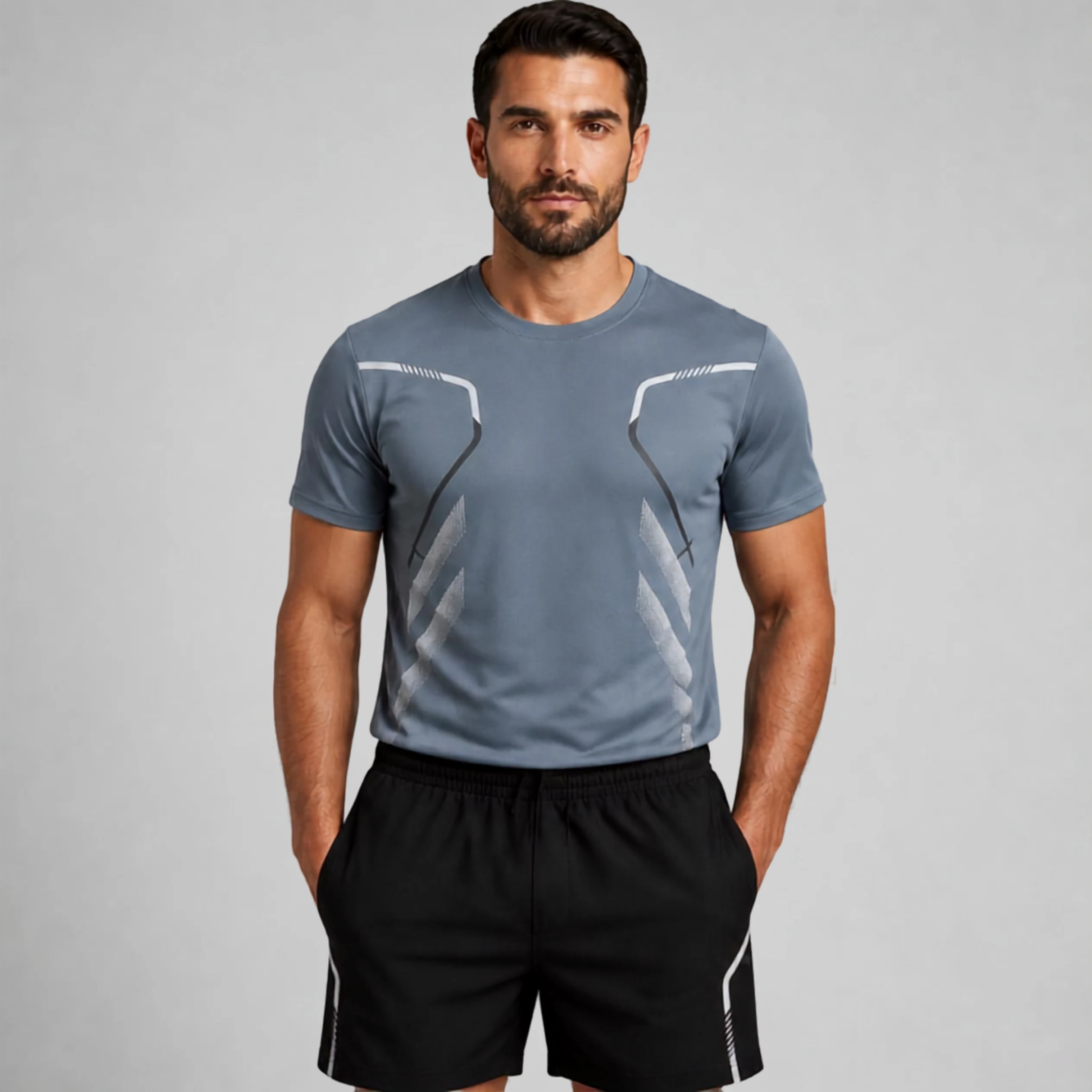 Men's Ice Silk Quick-Dry Sports Set – Breathable Short-Sleeve T-Shirt & Shorts Activewear
